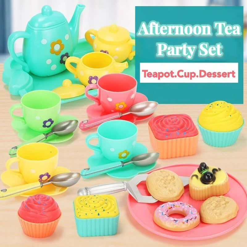 Hemasa Kids Pretend Play Tea Party Set Play Food Accessories Teapot Cup Tea Set Toy Kitchen Early Educational Toys for Children Gifts
