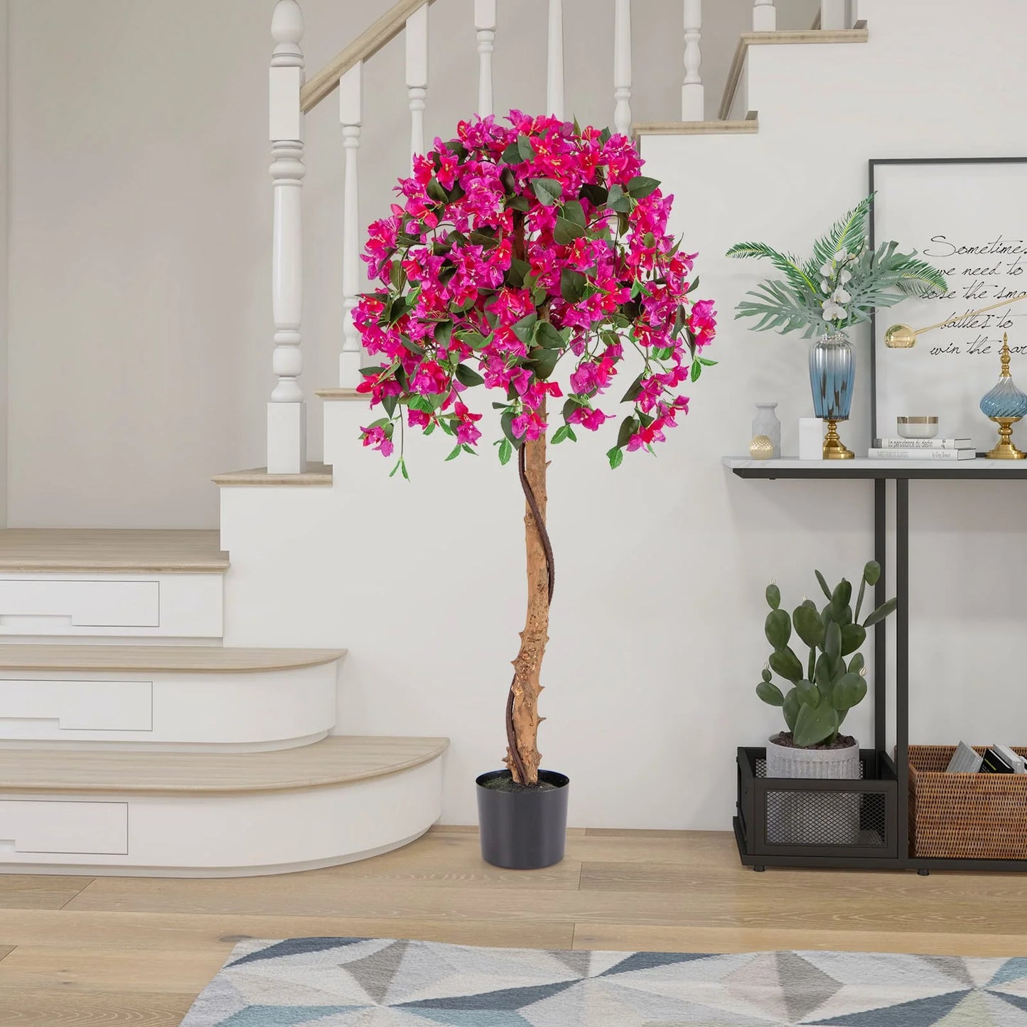 ERGOMASTER 115cm Artificial Boxwood Topiary Ball Tree Fake 5 Ball Topiary Tree Office Decor