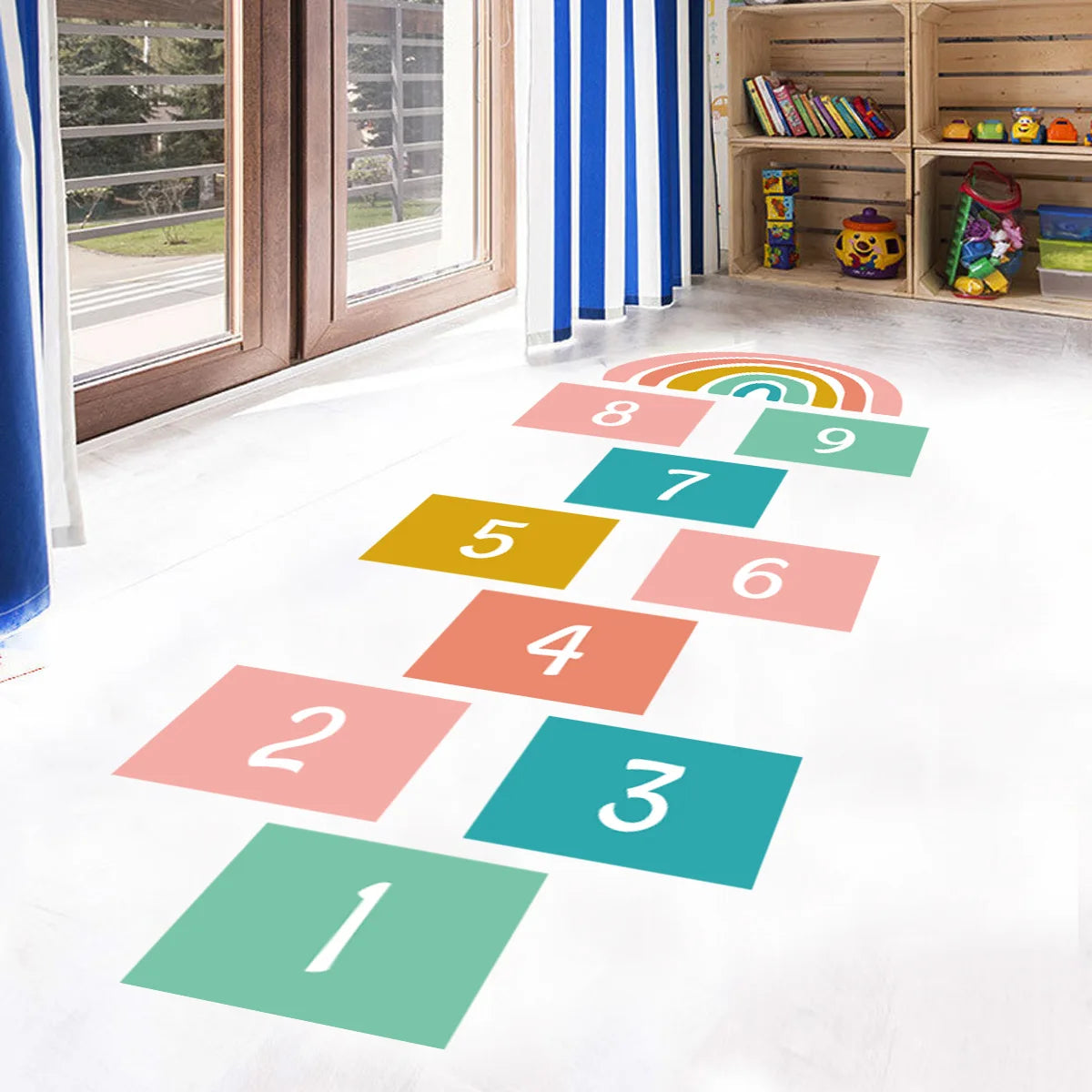 Hemasa kids room floor decoration  game sticker /self adhesive cartoon rainbow wall art decal