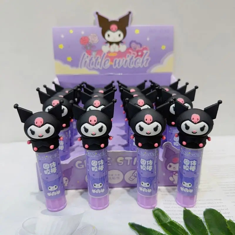 Hemasa 16pcs Sanrio Solid Glue Kawaii Hello Kitty Kuromi Student Stationery Kids Anime School Supplies Wholesale Glue Stick Kids Gift
