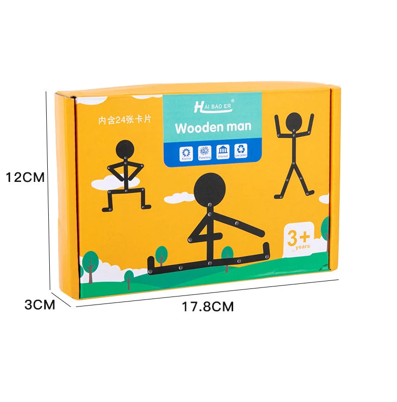 Hemasa Black Colour Kids Puzzle Toy / Wooden Man Montessori Education Toy