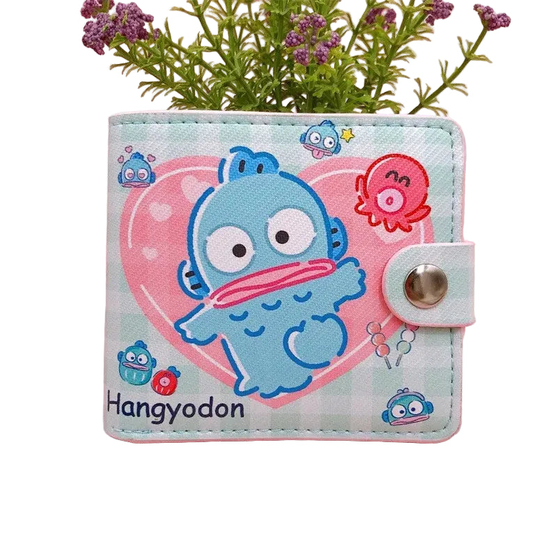 Tejesa New Hello Kitty Cinnamoroll My Melody Kuromi Pu Casual Money Bag Coin Purse Card package Wallet With Button ﻿Girl Christmas gift