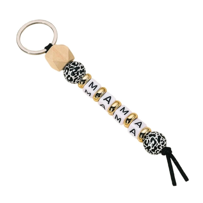 Handy Keychain with Silicone Bead Pendant Portable Keyrings Hangings Decoration Unique Keychain Accessory for Bag Purse