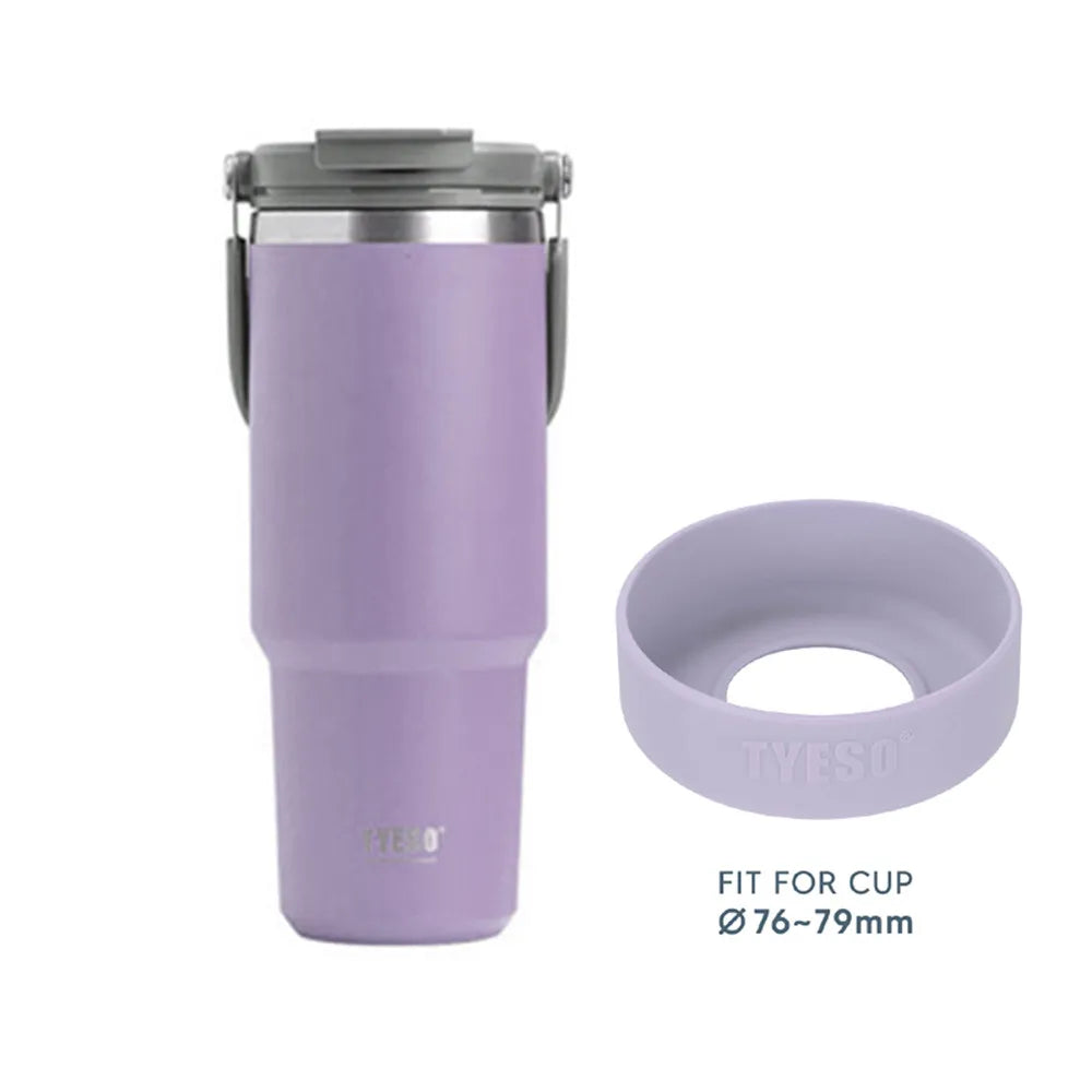 Tyeso 1200ml 40oz Tumbler With Handle and Silicone Coaster Coffee Cup Stainless Steel Vacuum Thermal Insulated Mug Cold Storage