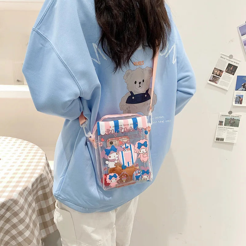 Hemasa Hello Kitty Purses and Handbags /Jelly Purse My Melody Fashion Crossbody Clear Bags