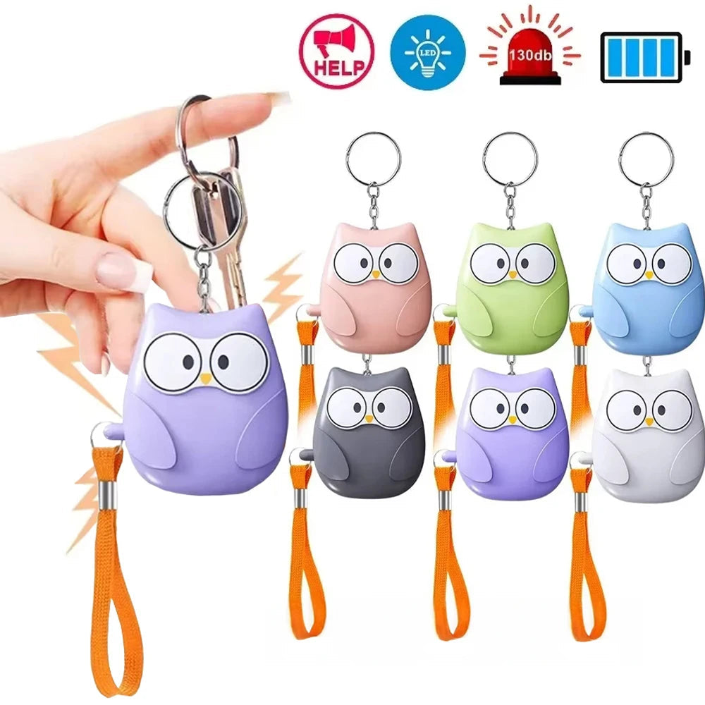 Hemasa Self Defense Alarm Cute Owl 130DB Self Defense Siren Safety Alarm for Children/Girl Personal EDC Keychain Warning Light