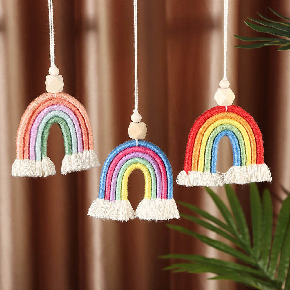 Hemasa Car Hanging Decoration Rainbow / Bohemian Style Hand Woven Keychain/ Living Room/ Bedroom / Car Hanging