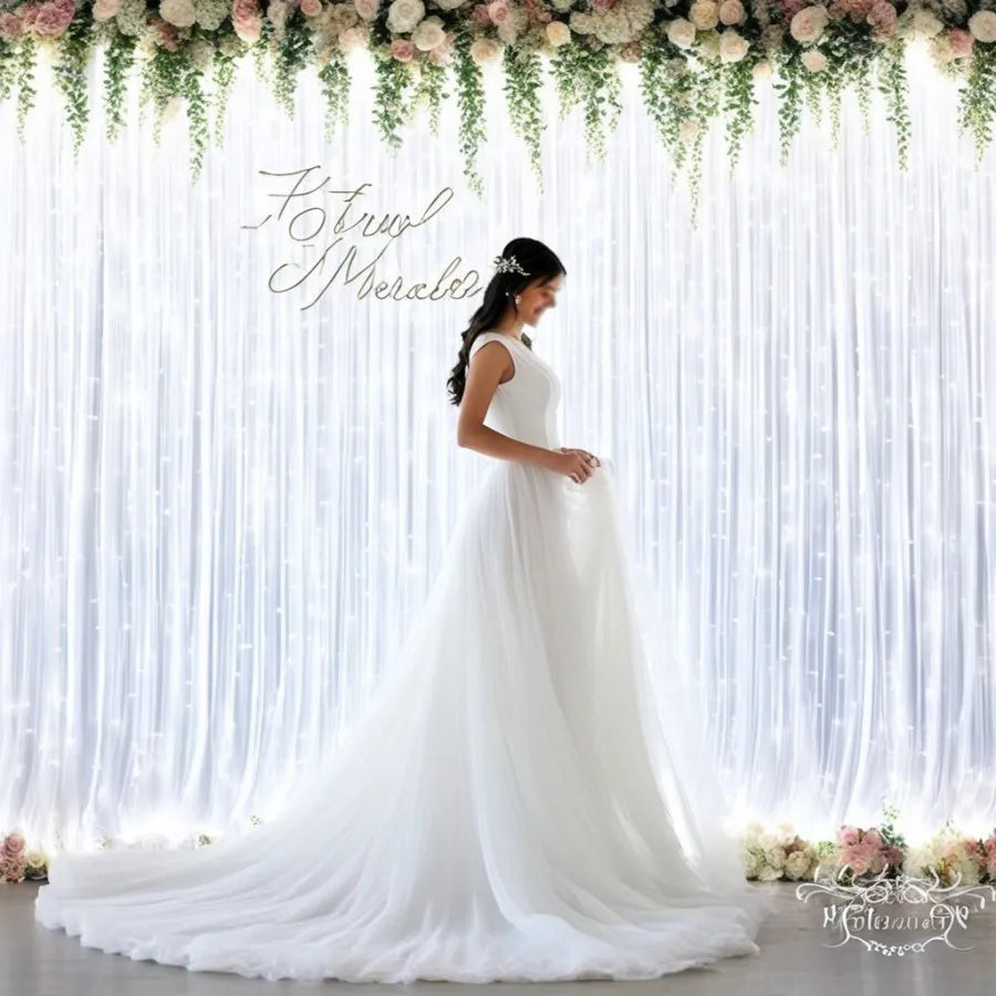 2PC Elegant White Sheer Backdrop Curtain with Pole Pocket Design Suitable for Weddings, Bridal Showers, Birthdays, Anniversaries