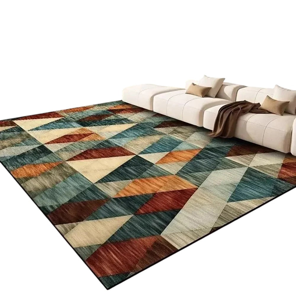 Tejesa  Large Flannel Rug Luxury Plaid Non-Slip Living Room Bedroom Mat Stain Resistant Washable Bedside Home Decor Rug
