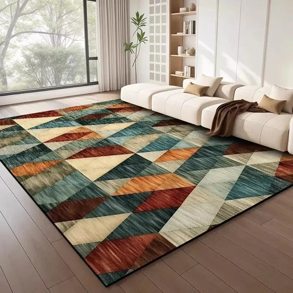 Tejesa  Large Flannel Rug Luxury Plaid Non-Slip Living Room Bedroom Mat Stain Resistant Washable Bedside Home Decor Rug