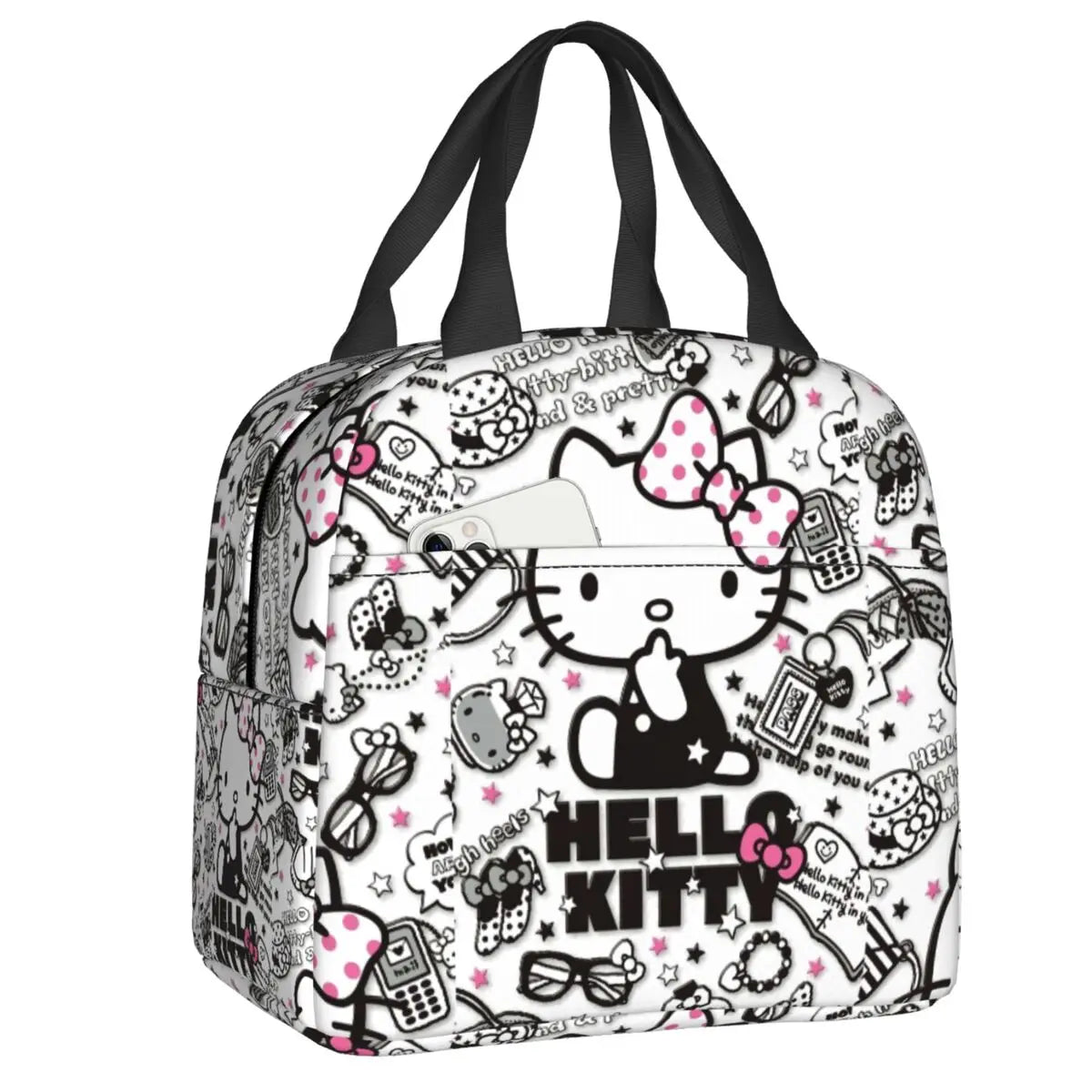 Custom Sanrio Hello Kitty Insulated Lunch Bag for Work School Leakproof Thermal Cooler Lunch Box Women  Food Container Tote Bags