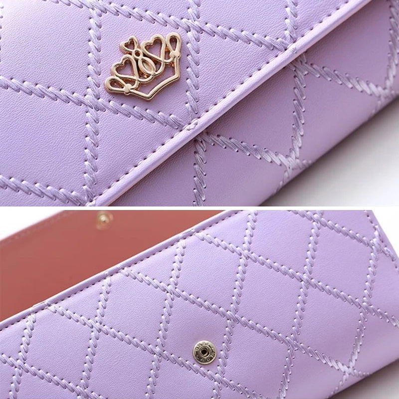 New Women's Wallet Fashion PU Leather Large Capacity Long Wallets Credit Card Holder Phone Coin Storage Girl's Handbag