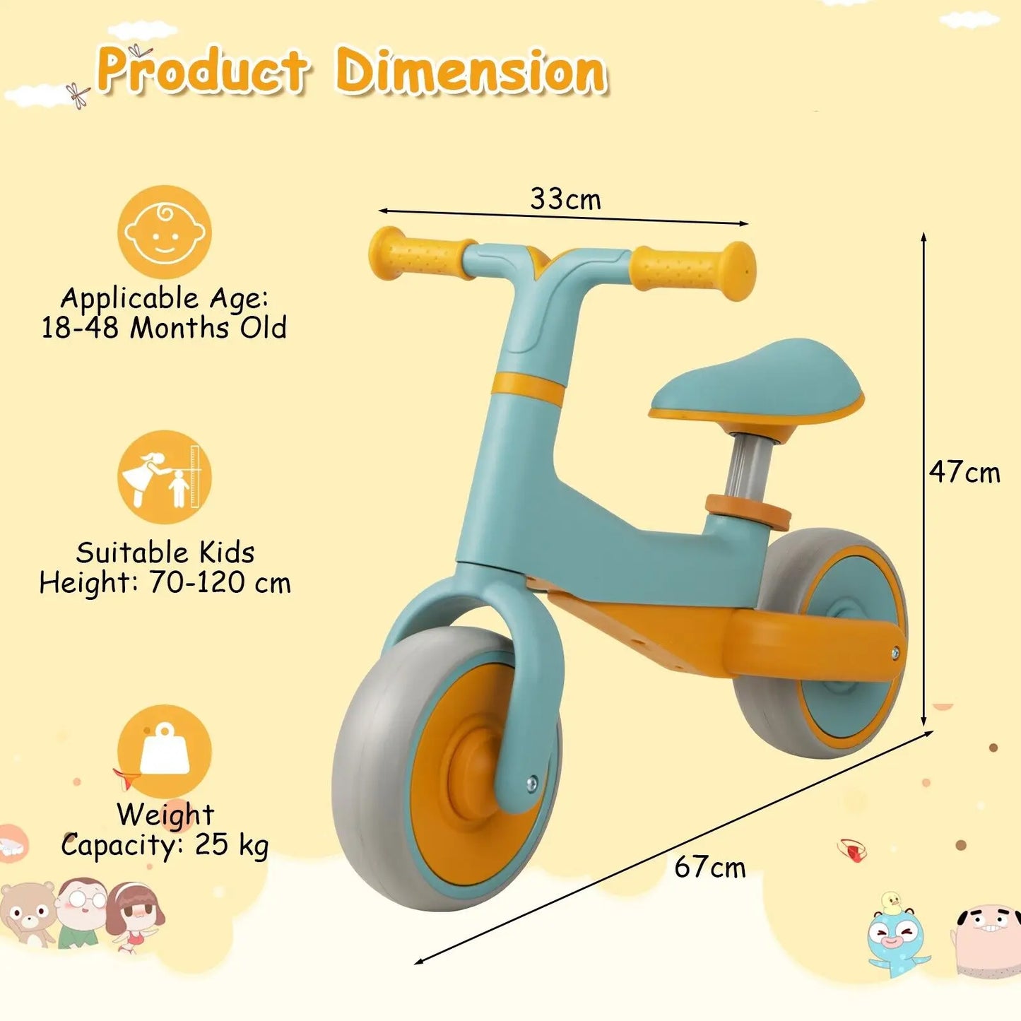 Baby Balance Bike 2 Wheels Toddler First Bike No Pedal Infant Baby Walker Riding