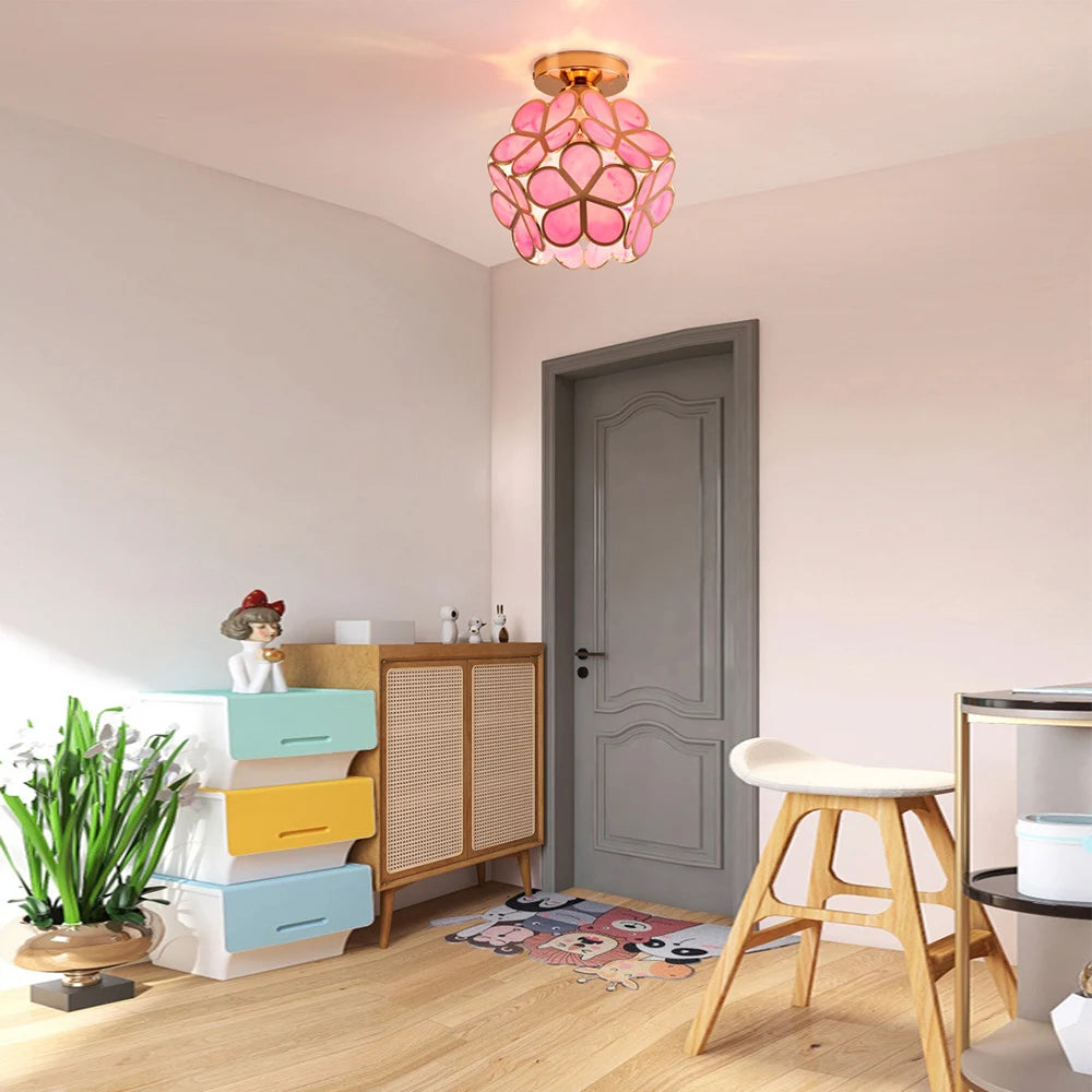 Hemasa  Flower Ball LED Ceiling Lamp glass Petal Inlaid Chandelier Aisle Corridor Home Decor Ceiling Light Restaurant