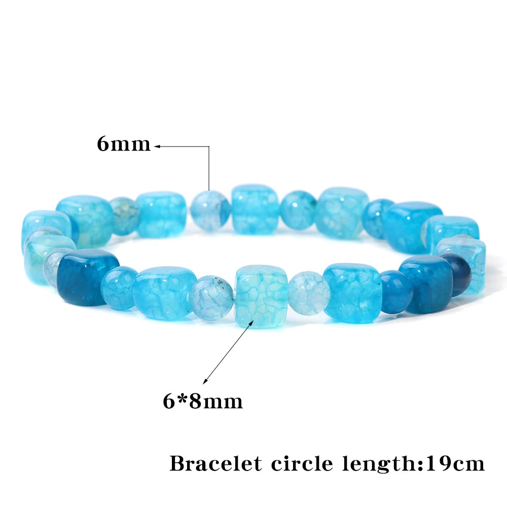 Square Tourmaline Agates Bracelets For Women Men 6mm Red Agates Round Spacer Beads Bracelet Handmade Stretch Meditation Bangles