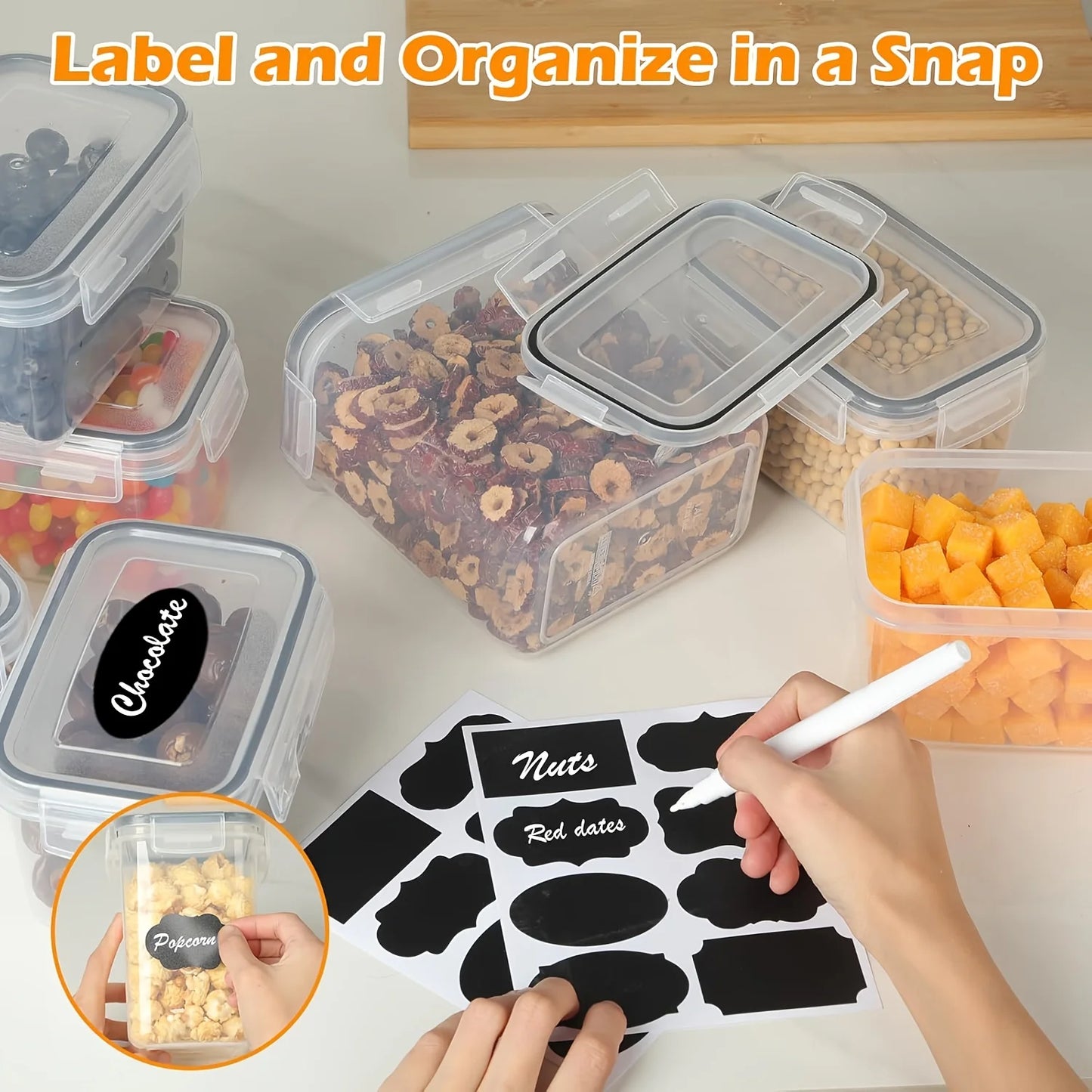 9Pcs  Storage Containers 0.8L tackable Kitchen Organizers