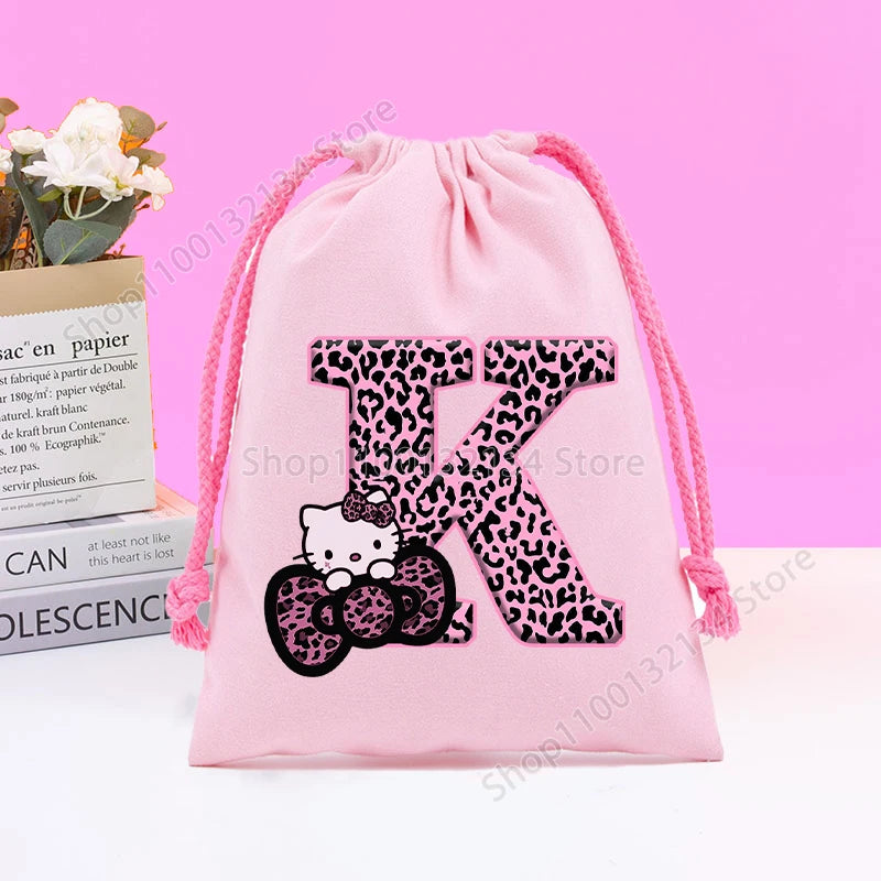 Sanrio Hello Kitty Drawstring Bagfor  Kids /Anime Letter Printed Bags Cookies Candy Storage Bag Wedding Jewelry Gift Bag