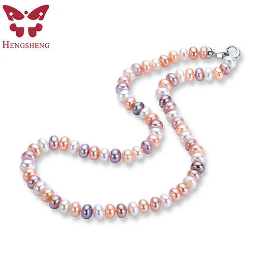 Hengsheng 100% Natural Freshwater Pearl Necklaces for Women High Luster 925 Sterling Silver Real Pearl Necklaces Jewelry Gift