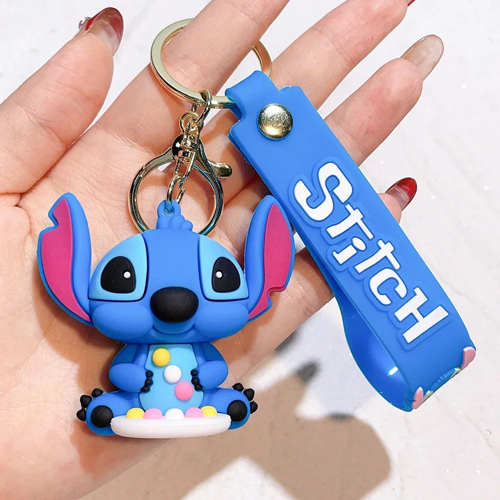 Disney Creative Cartoon 3D Silicone Stitch Pendant Keychain for Women Men Teens Backpack Bag Car Keys Accessories Gifts for Fans