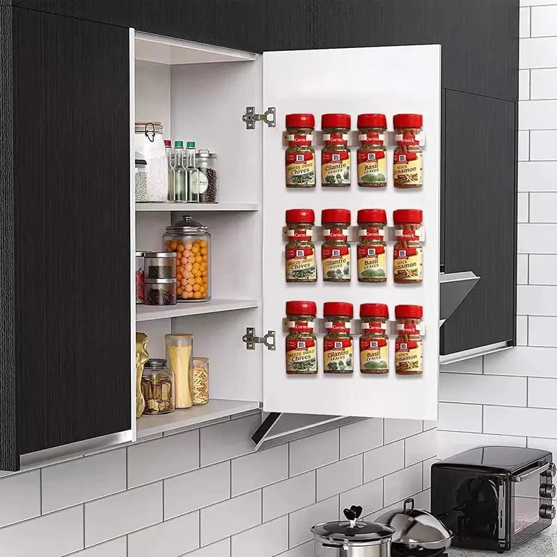 Hemasa 4pcs Grey Plastic Kitchen Jar Rack Wall-Mounted Adhesive Seasoning Bottles Holder Spice Bottle Holder Tool Kitchen Storage Rack