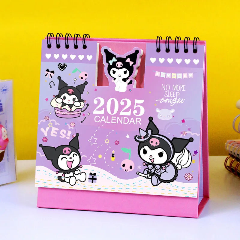 2025 Sanrio Desk Calendar Hello Kitty My Melody Kuromi Office School Supplies Calendar Monthly Planner Desk Accessories Decor