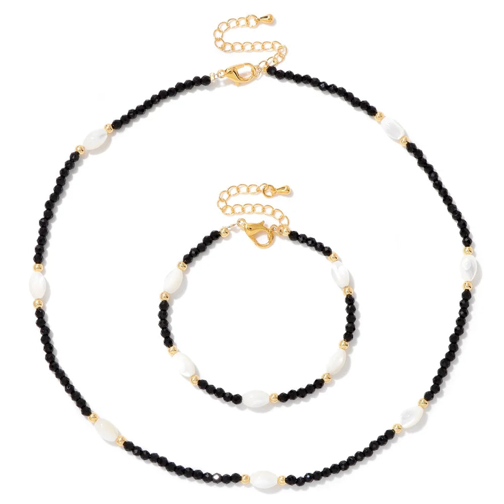 Fashion Natural Freshwater Pearl Necklace 3mm lapis lazuli Amethysts Quartzs Crystal Choker Bracelets Set Jewelry Women Gift