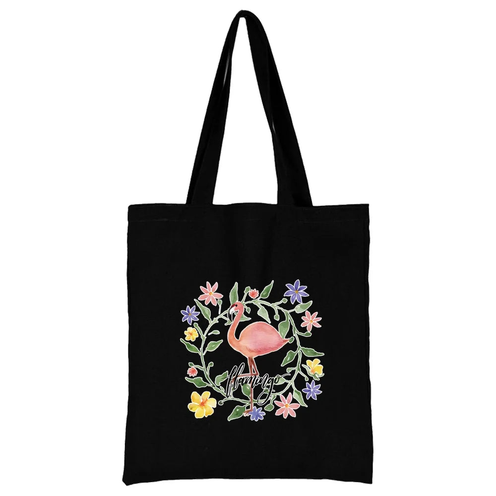 Tejesa Canvas Shopping Bag for Women /Shoulder Bags / Grocery Handbags /flamingo Print  Jute Bag