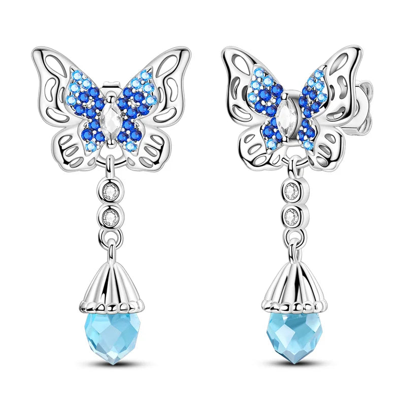 2025 Women's Earrings 925 Silver Butterfly Series Luxury Jewelry CZ Color Party Anniversary Gift