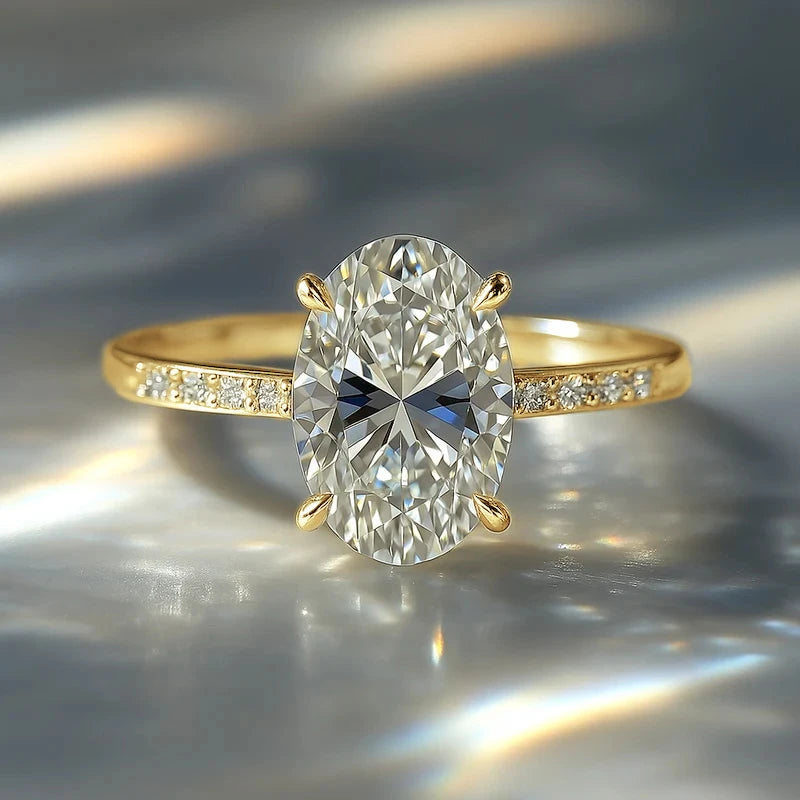 Huitan Classic Versatile Women Oval Shining CZ Ring Simple Style Lady Wedding Accessories Silver Color/Gold Color Party Jewelry