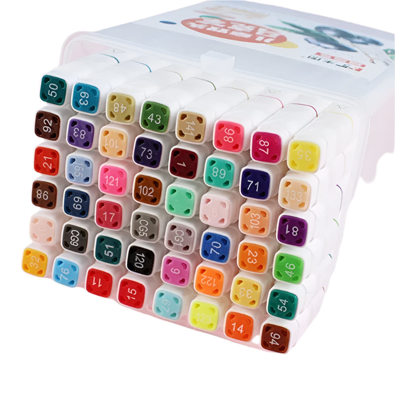 Hemasa 12/18/24/36/48 Colors Markers Set Washable Double-Headed Marker Safe Art Supplies Highlighter Pen School Stationery for Children