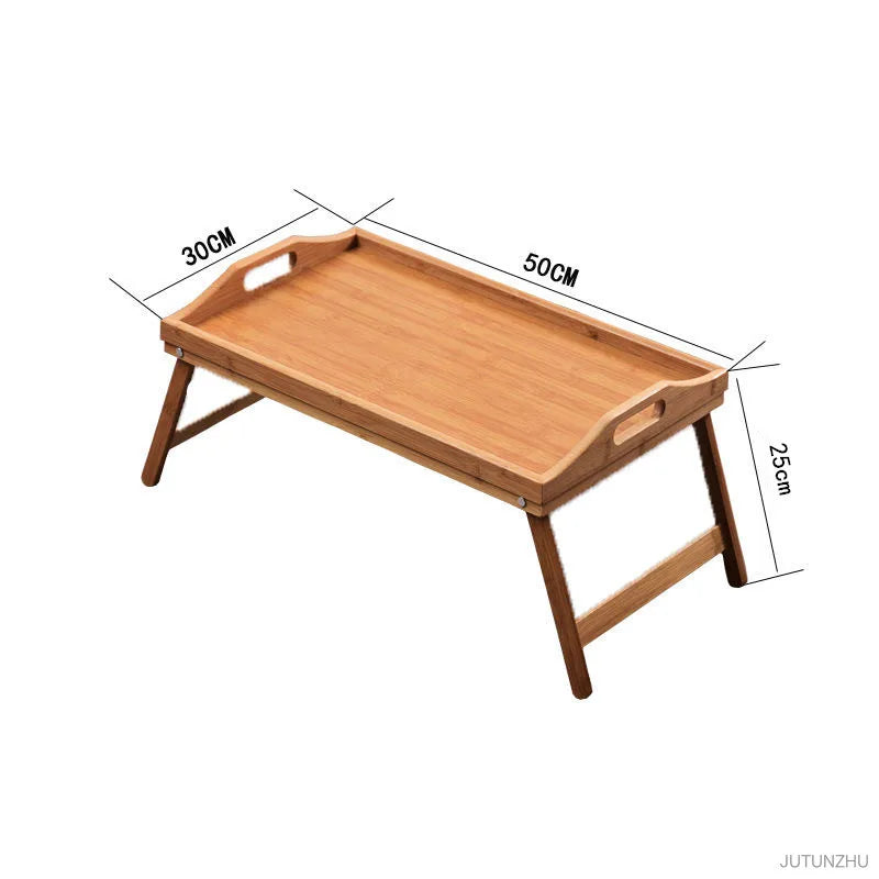 Hemasa Portable Natural Bamboo Bed Tray Breakfast Laptop Desk Reading  Gaming Desk Folding Table Useful Simple Kitchen Tool 50x30x25cm