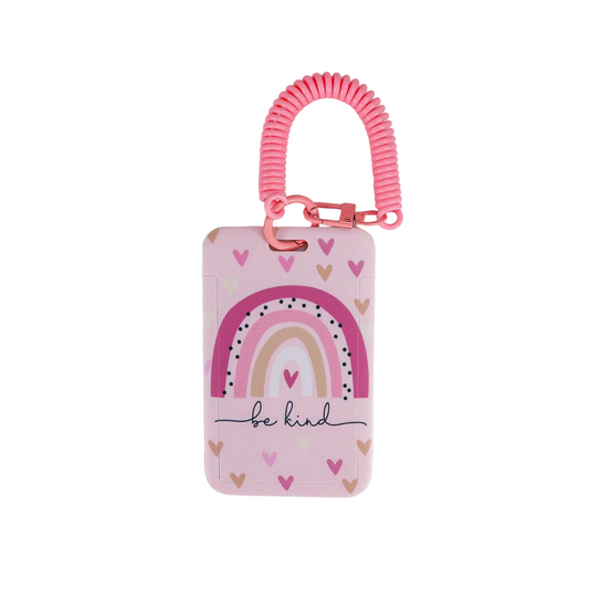 Tejesa Cute Rainbow ID Card Holder with Spring Key Chain /Sudent /Office Worker
