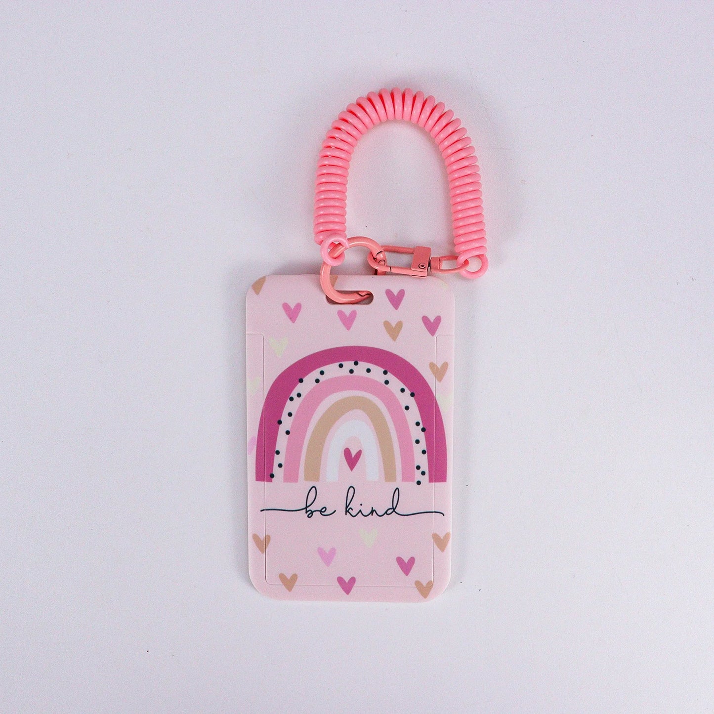 Tejesa Cute Rainbow ID Card Holder with Spring Key Chain /Sudent /Office Worker