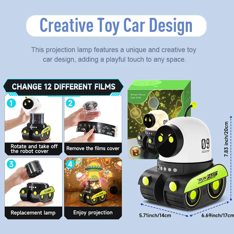 Hemasa LED Night Light Starry Sky Projector Galaxy Robot Projection Lamp Bluetooth Music for Kids Bedroom Home Party Decoration