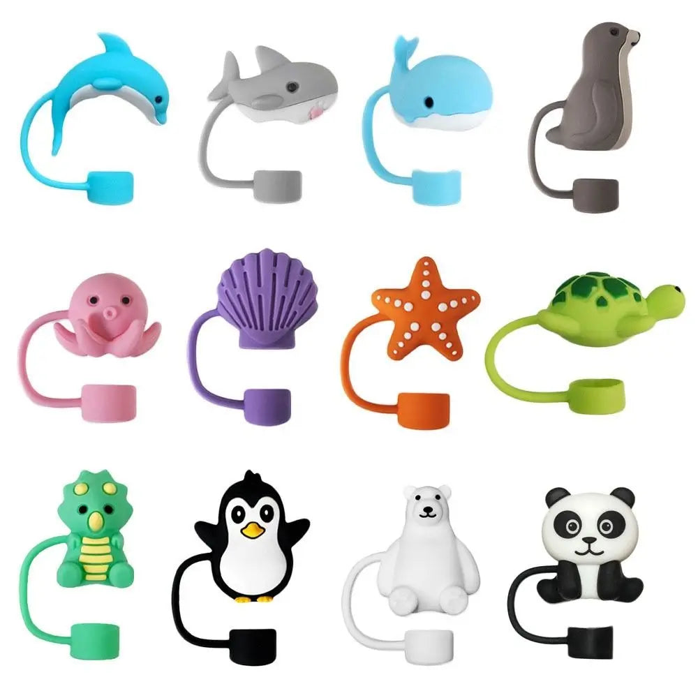 Hemasa 1PC Creative Reusable Silicone Straw Plug  / Drinking Dust Cap Dust-proof Straw  cups