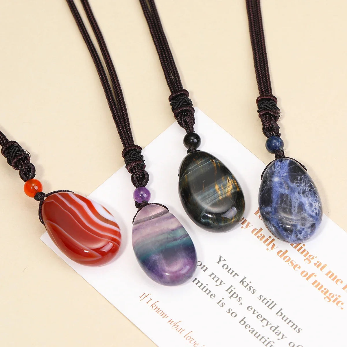 Hemasa Natural Gemstone Amethyst Rose Quartz Clear Quartz Necklace Pendants For Men And Women Health Wealth jewelry