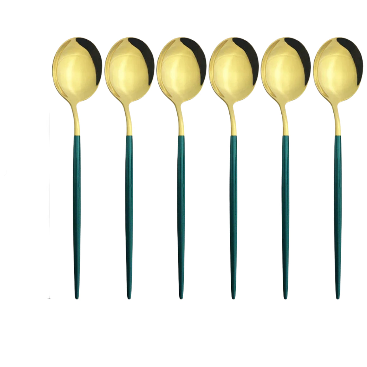Hemasa 6Pcs  Western Stainless Steel Cutlery Set  Gold Ladle Spoon Dinnerware Dinner Spoon Soup Spoon Tableware Kitchen Silverware Set