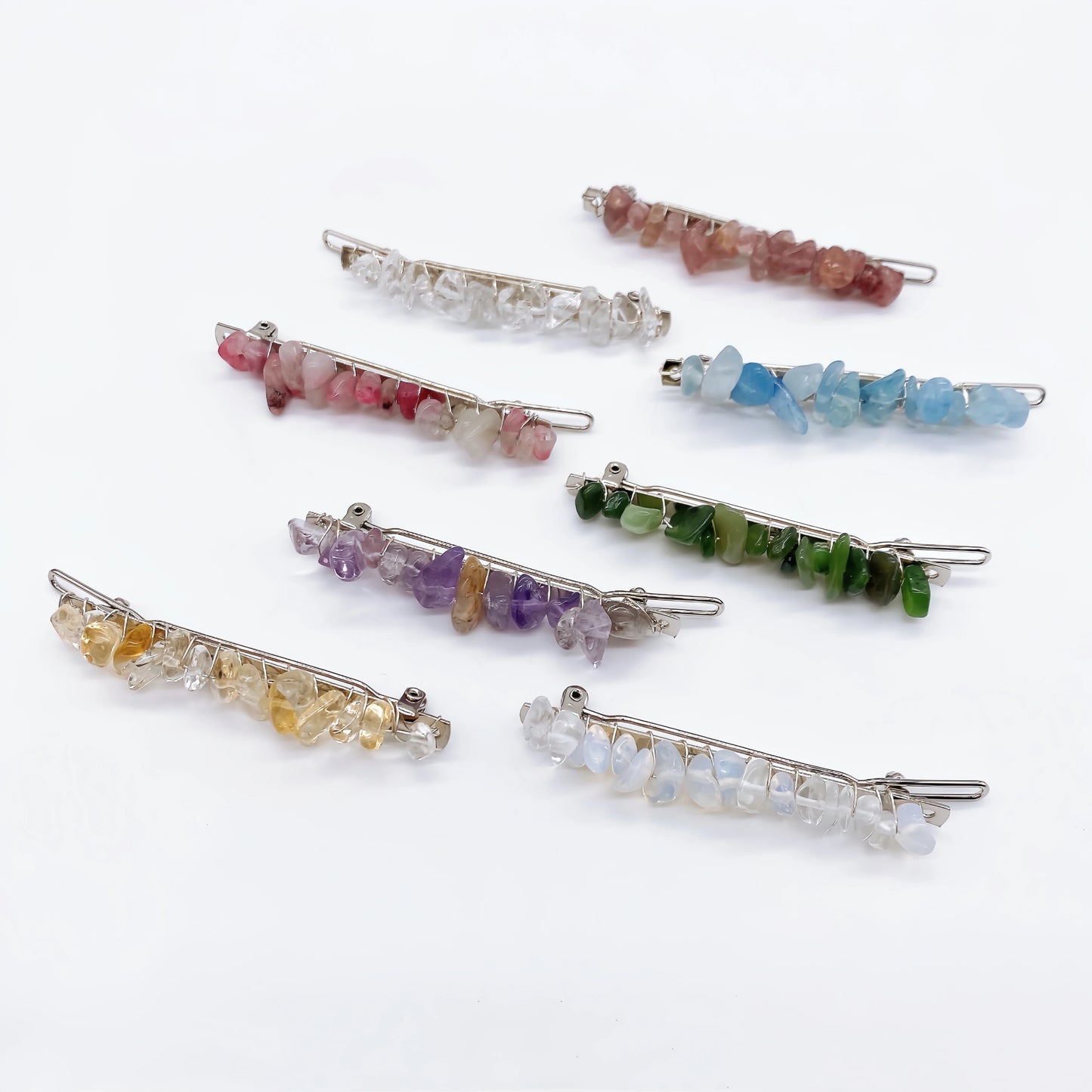 Natural Amethyst Gravel Crystal Hair Clips For Women Girl Rose Quartz Stone Hairpin Bridal Barrettes Headwear Home Decor