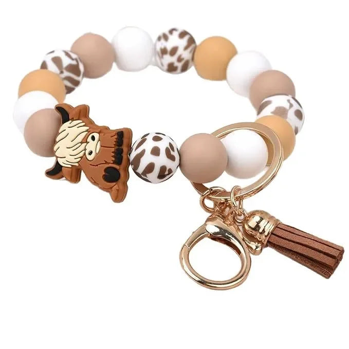 Hemasa Handmade Daisy Silicone Beads Bracelet Keychain /Anti-Lost Wallet Pendant Ring Holder