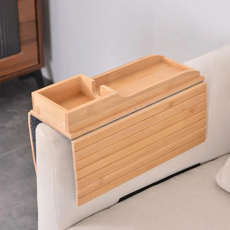 Hemasa Couch Arm Tray Wooden Cup Holder Couch Arm Table Sofa Tables Sofa Arm Organizer Removable Adjustable For Snacks Drinks TV Remote