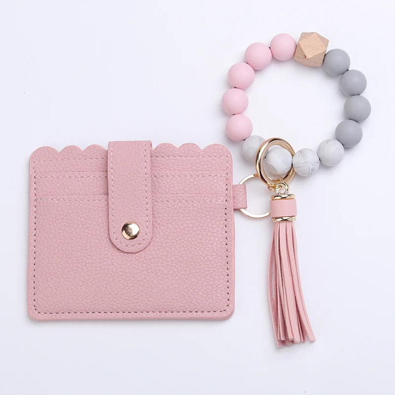 Silicone Bead Bracelet Tassel Pendant Keychain Pendant Cartoon Portable Woman Man Card Bag Multicolor Key Chain Gifts