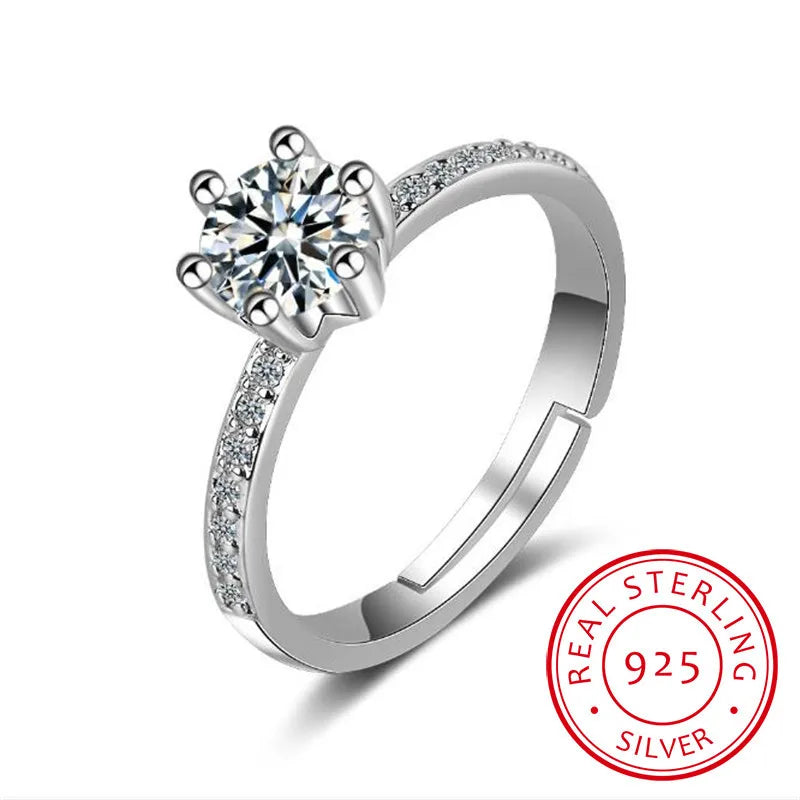 2019 Classic Luxury Real Solid 925 Sterling Silver Ring 3ct Hearts Arrows Zirconia Wedding Jewelry Rings Engagement For Women