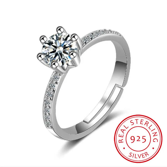 2019 Classic Luxury Real Solid 925 Sterling Silver Ring 3ct Hearts Arrows Zirconia Wedding Jewelry Rings Engagement For Women