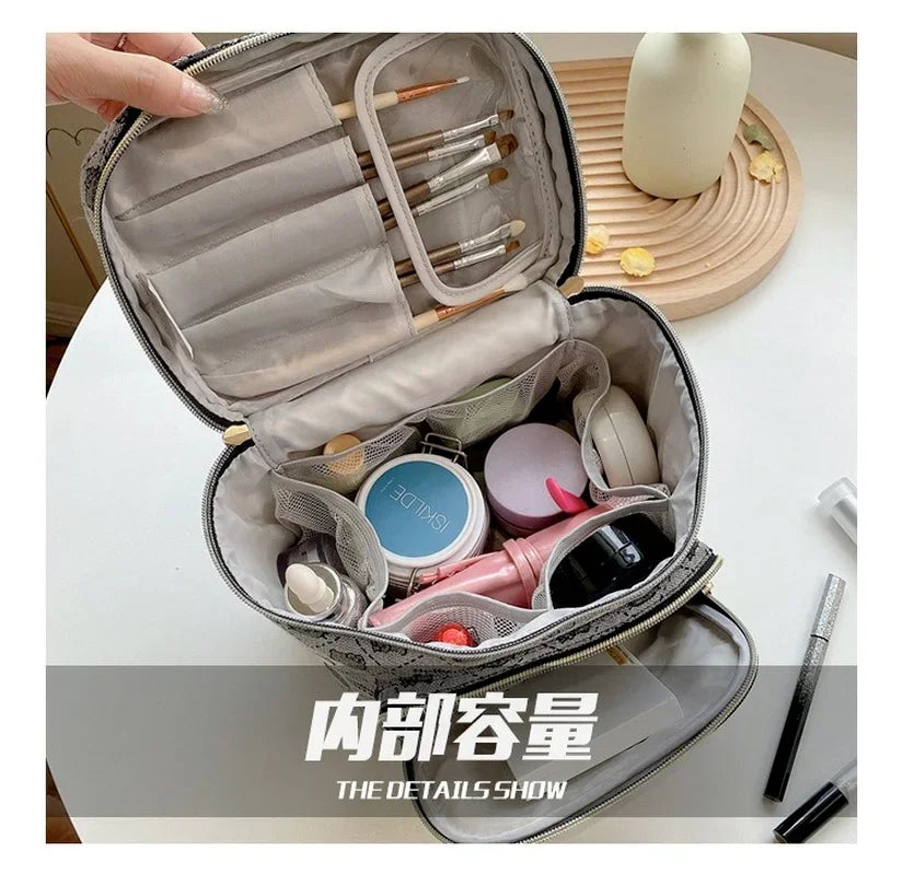 Hemasa Hello Kitty Cartoon Cosmetic Bag Portable Mommy Bag Lunch Box Oxford Storage Case Purse Kawaii Box Makeup Pouch