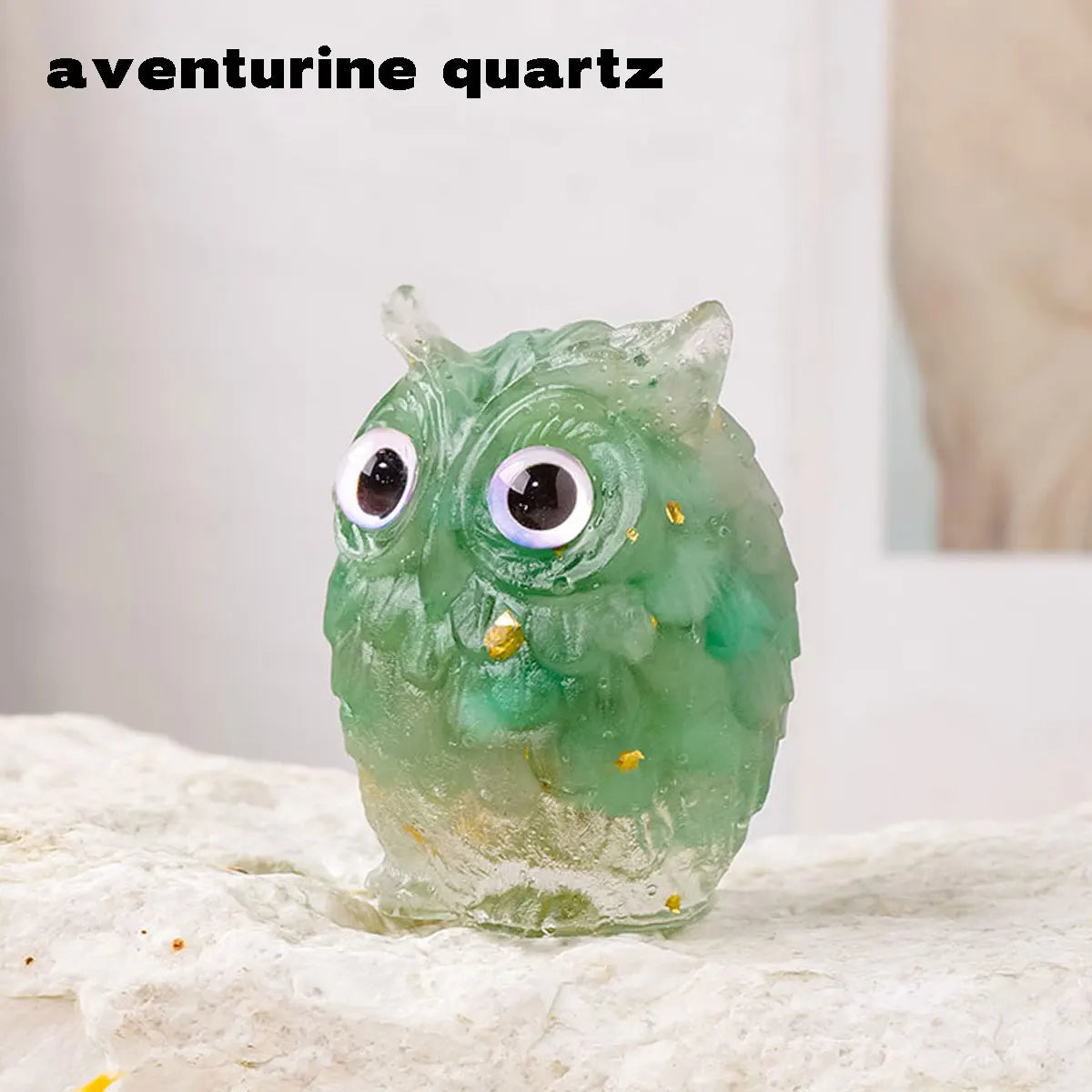 1PC Natural Crystal Macadam Owl Mini Resin Drops Cute Animal Image Reiki Healing Desktop Home Decor Crystal Crafts Small Decor