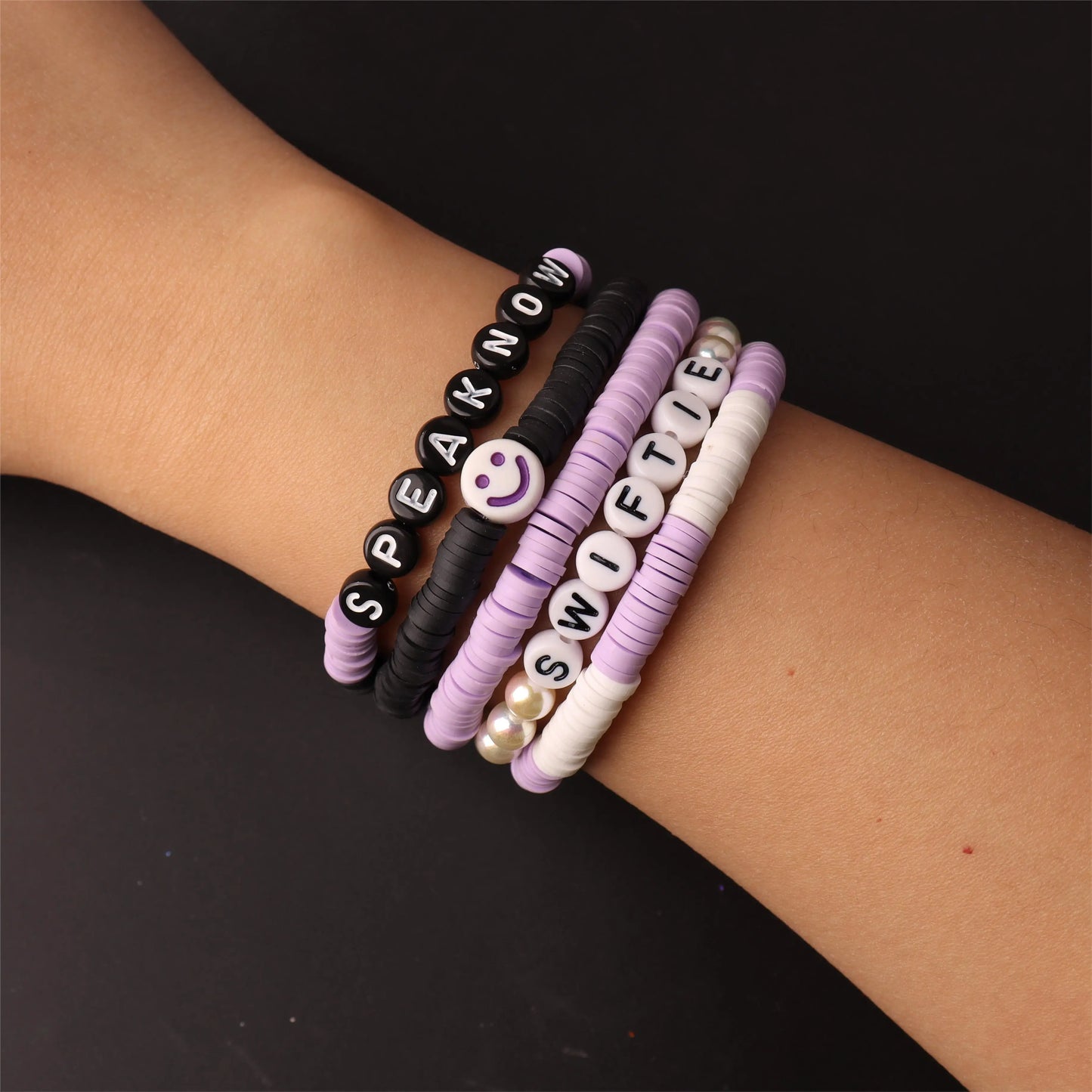 Handmade Smile Taylor The Swift  Bohemian Shinning Bead Bracelet For Women Soft Clay Color Summer Party Fans Friend Gift