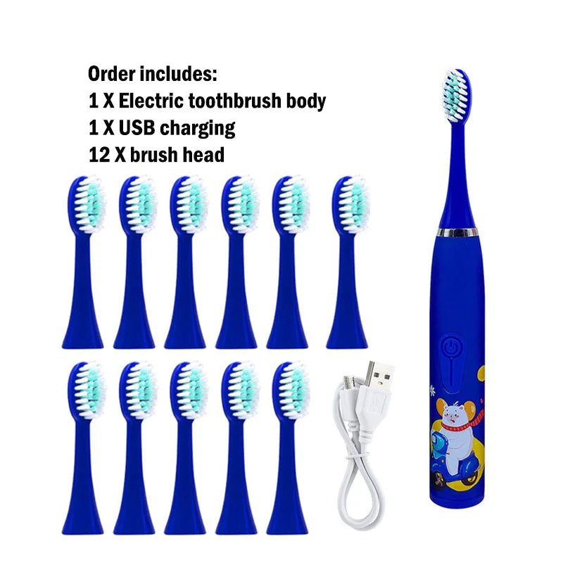 Children Sonic Electric Toothbrush Cartoon Kids With Replace The Toothbrush Head Ultrasonic Electric Toothbrush Sonic Brush Head