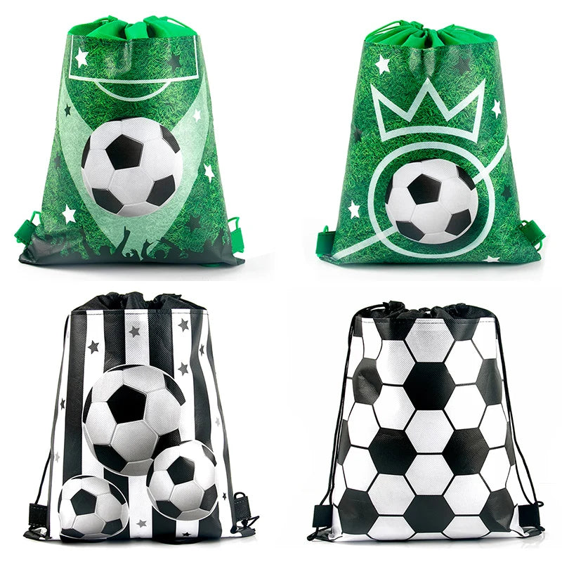 3/6/12pcs Children Football Drawstring Bags Football Backpack Sport Party Drawstring Goodie Favor Bags Gifts Birthday Party