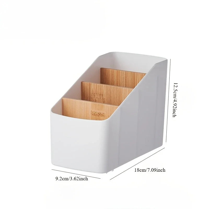 Multipurpose Desktop Storage Box TV Remote Holder  Wooden Table Organizer For Bedroom Living Room Household Detachable Partition