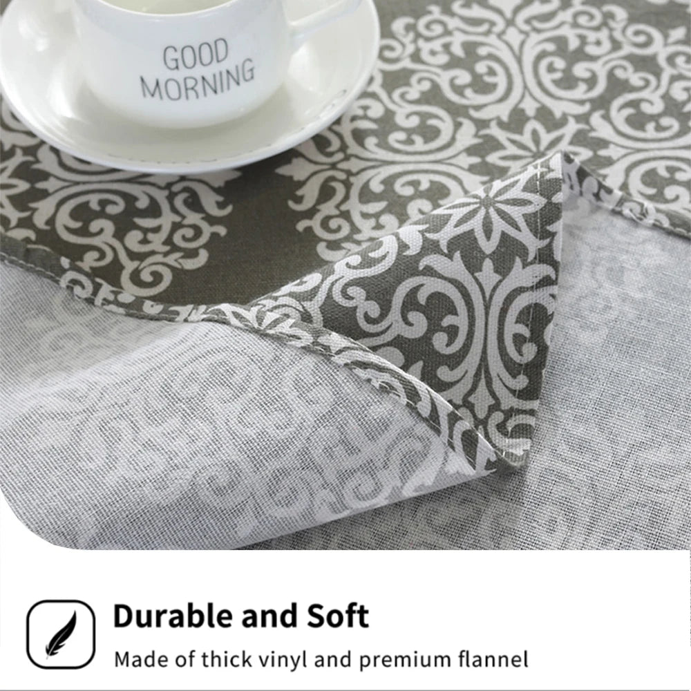 Round Tablecloth 47/59/39 Inch Linen Dining Room Table Cover Washable Table Cloth Decorative Table Cover for Indoor and Outdoor